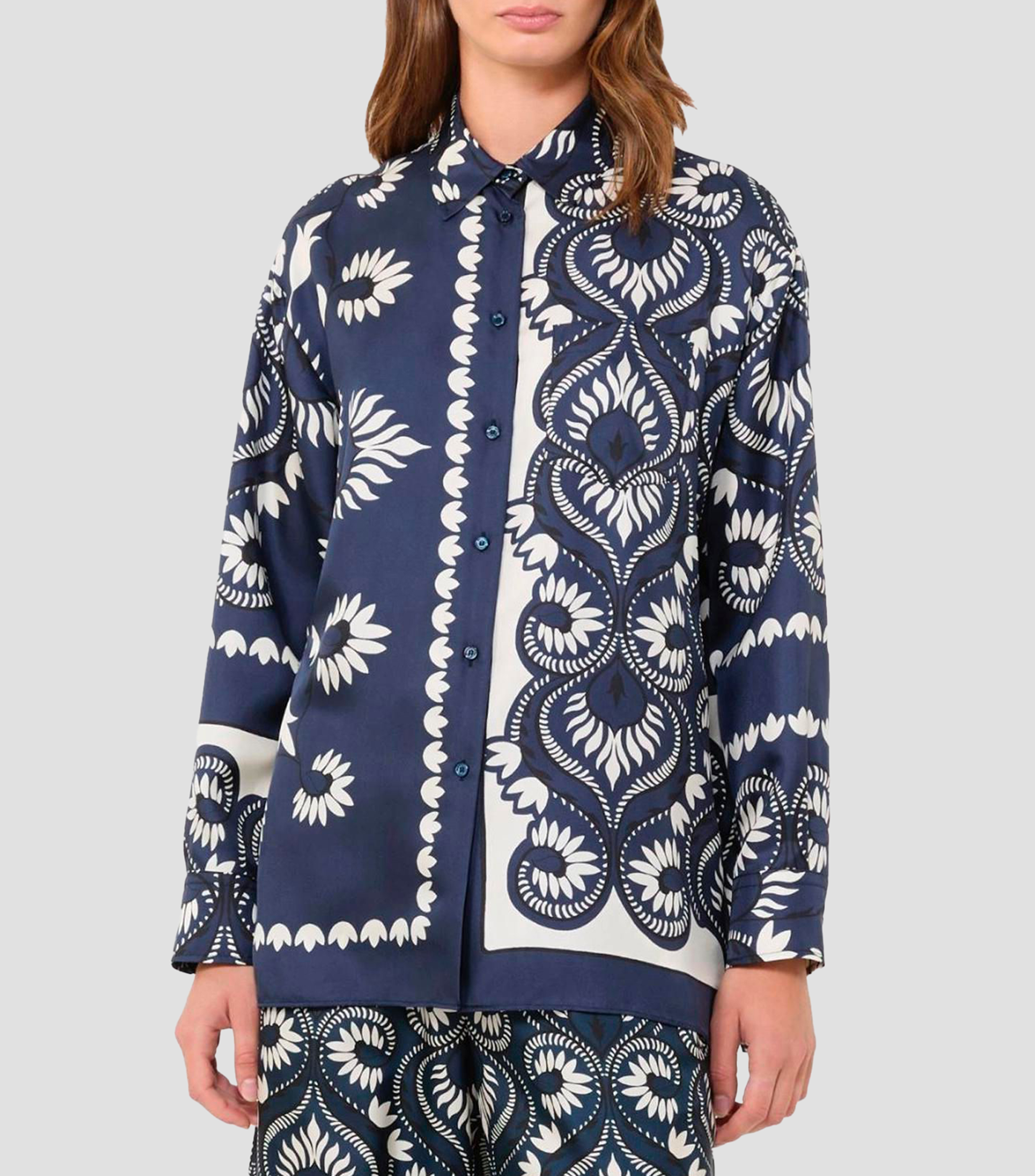 Camisa con estampado manga larga Mujer